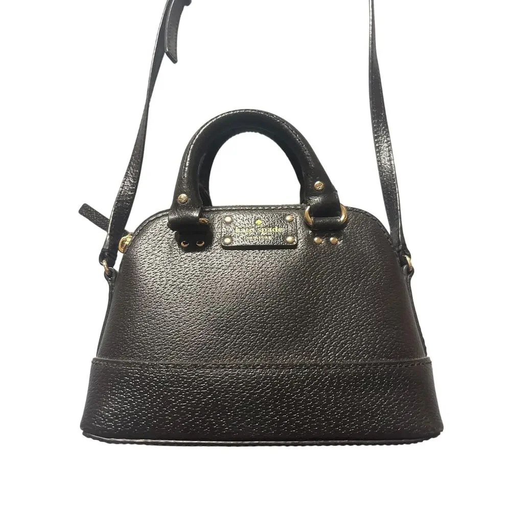 Kate Spade Wellesley Mini Rachelle Satchel Leather Crossbody Top Handle Black